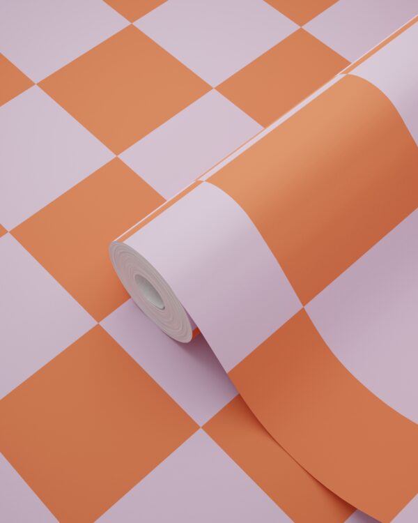 ESTAhome tapeet ruuduline motiiv - lilla ja oranž