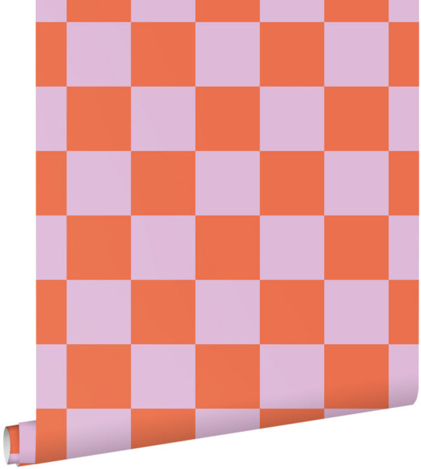 ESTAhome tapeet ruuduline motiiv - lilla ja oranž