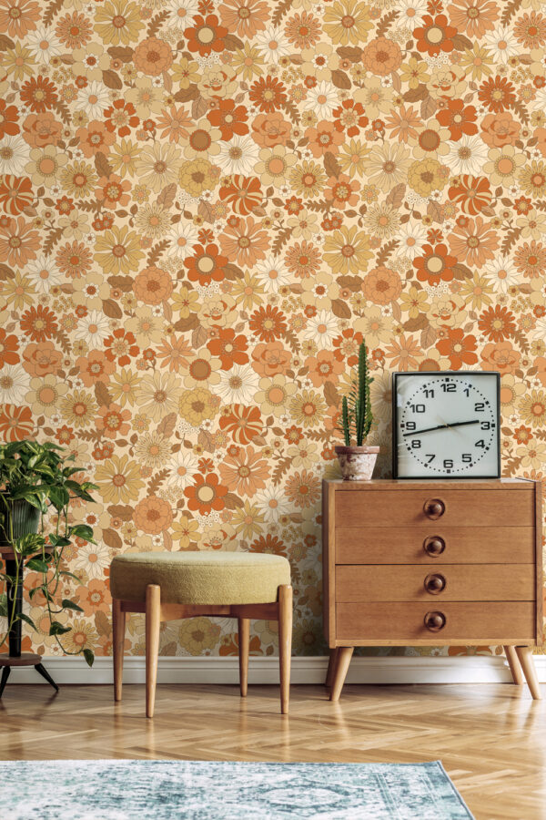 ESTAhome tapeet retro lilled - oranž
