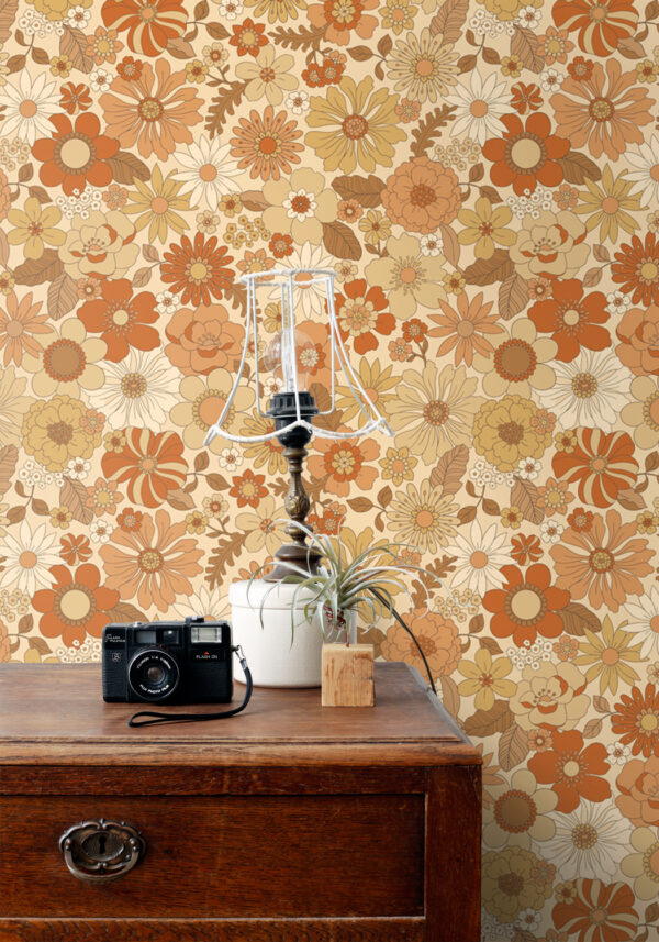 ESTAhome tapeet retro lilled - oranž