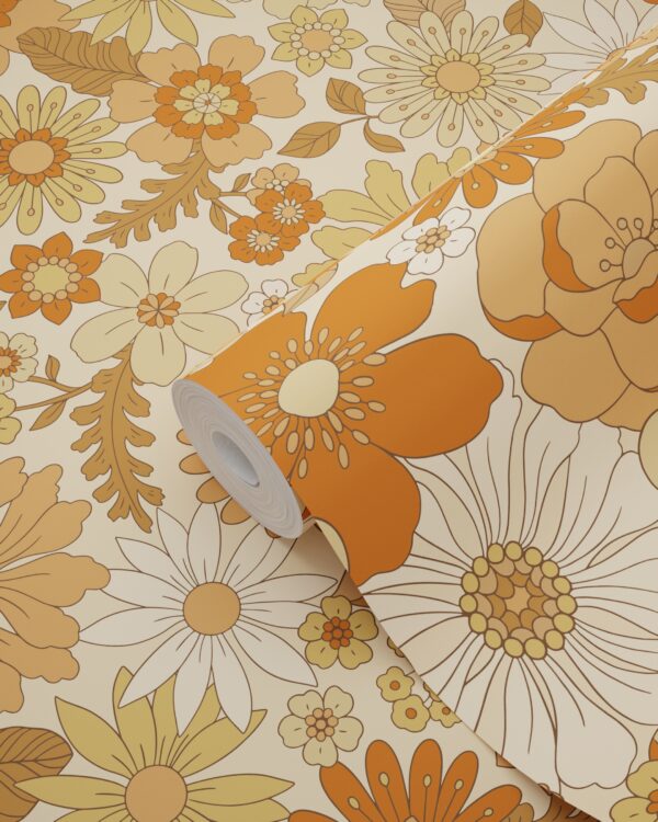 ESTAhome tapeet retro lilled - oranž