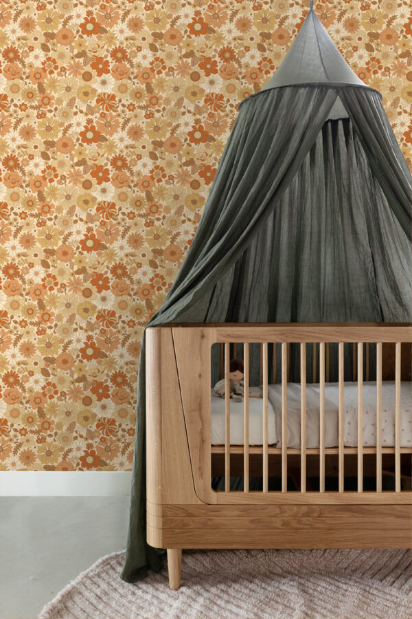ESTAhome tapeet retro lilled - oranž