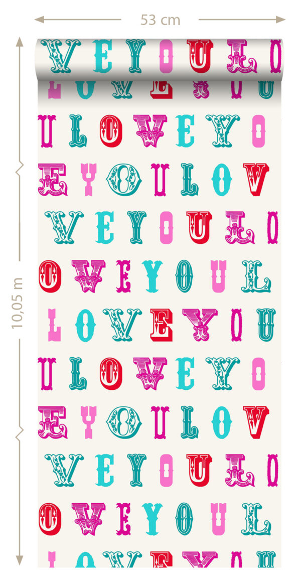 ESTAhome tapeet love you - türkiis ja roosa