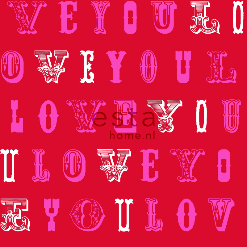 ESTAhome tapeet love you - punane ja roosa
