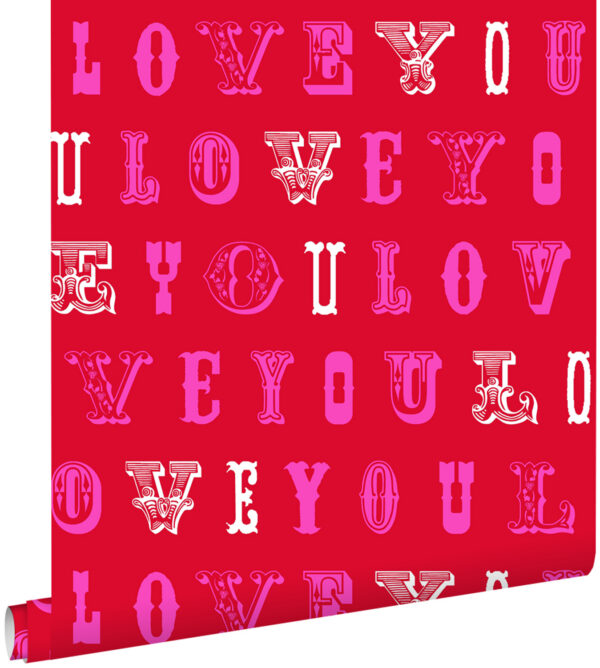 ESTAhome tapeet love you - punane ja roosa