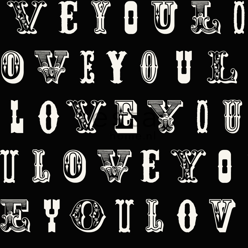 ESTAhome tapeet love you - must ja valge