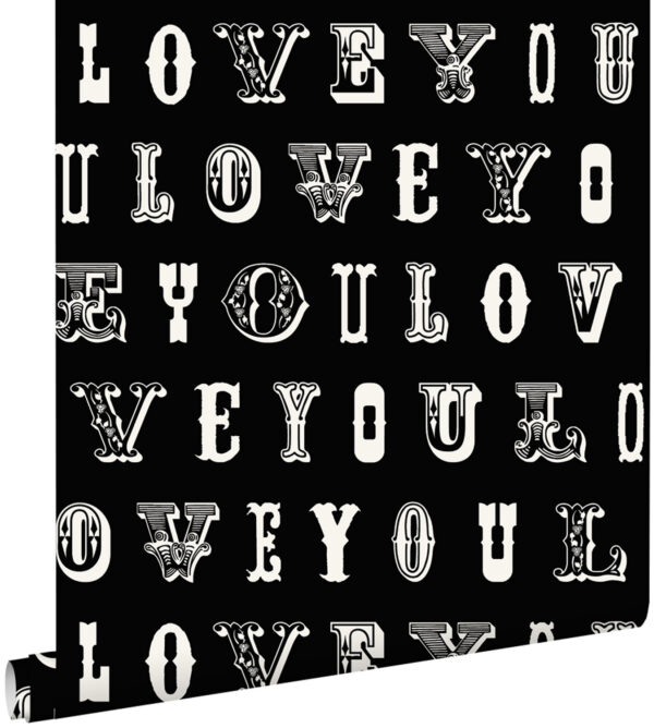 ESTAhome tapeet love you - must ja valge
