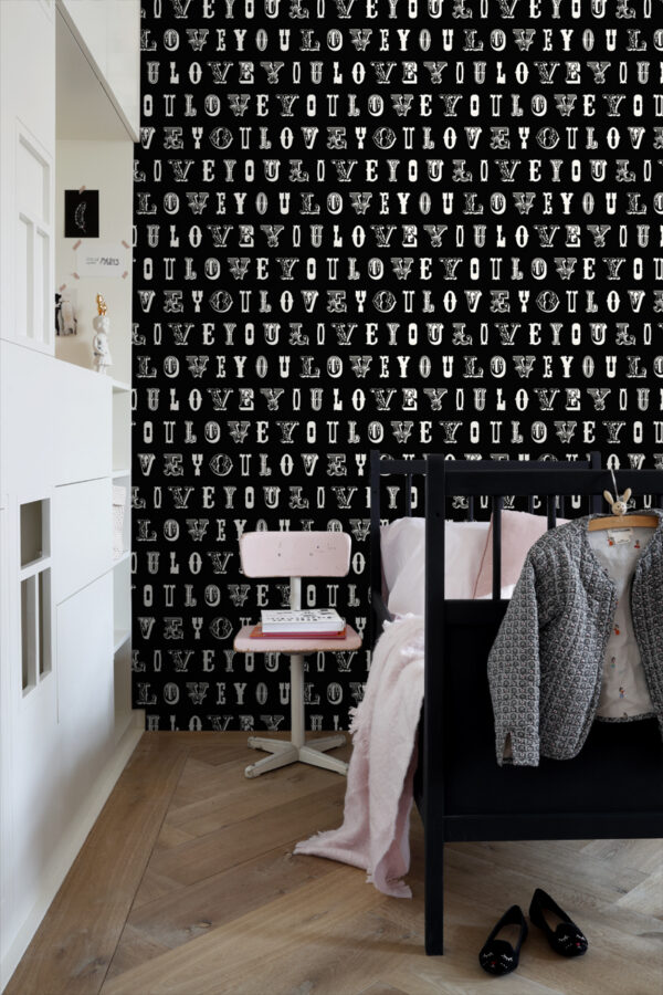 ESTAhome tapeet love you - must ja valge