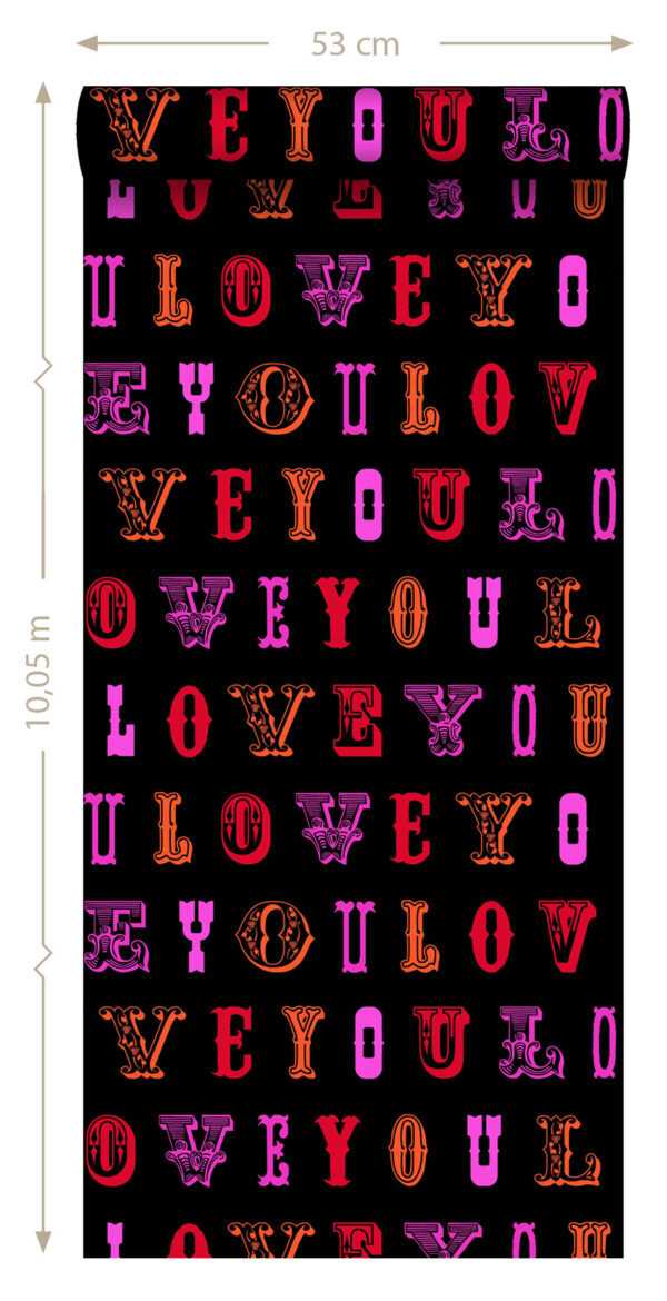 ESTAhome tapeet love you - must ja roosa