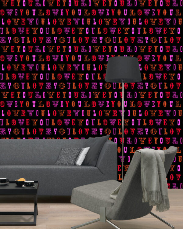ESTAhome tapeet love you - must ja roosa