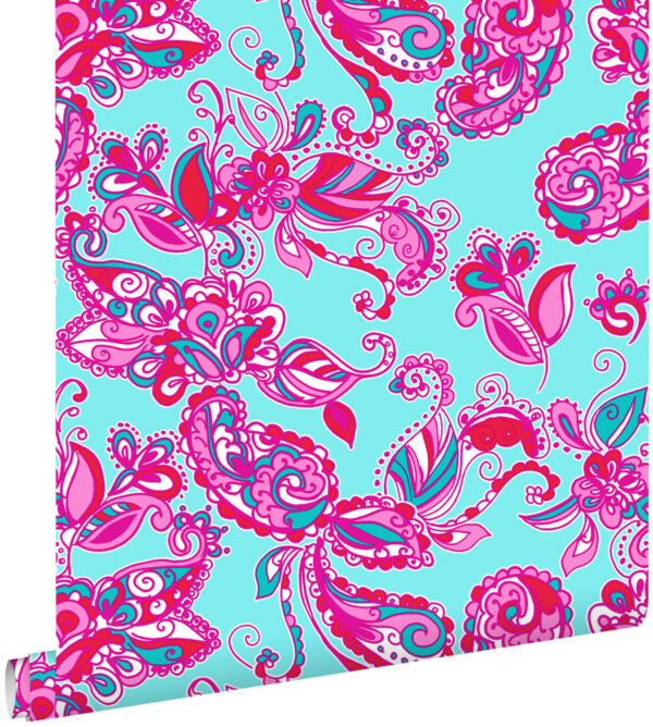 ESTAhome funky lilled ja paisley - türkiis ja roosa