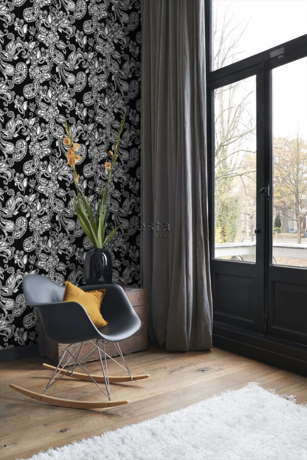 ESTAhome funky lilled ja paisley mustvalge - tapeet