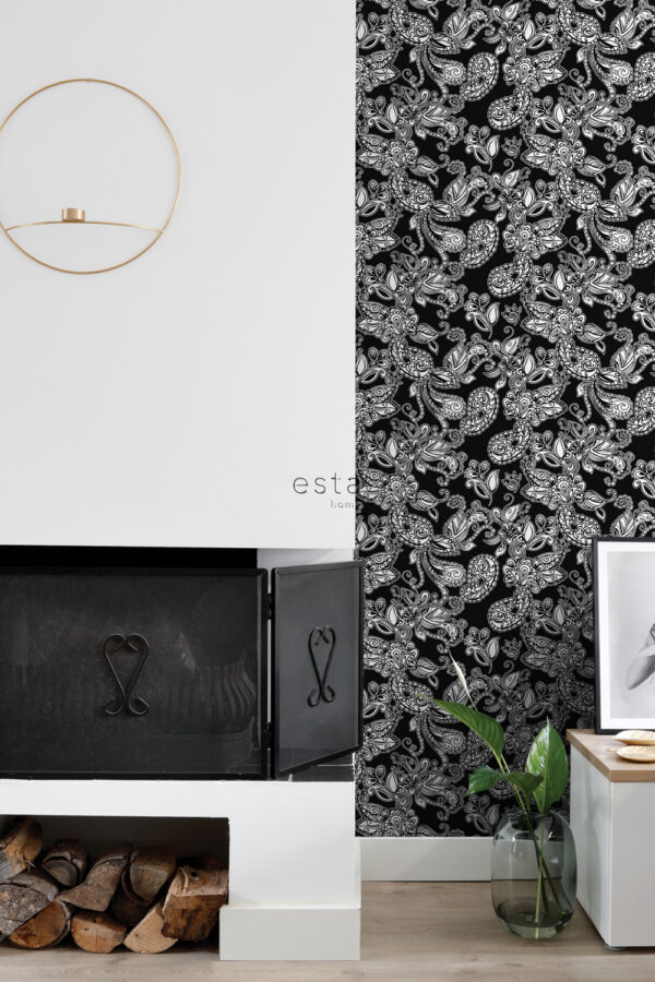 ESTAhome funky lilled ja paisley mustvalge - tapeet