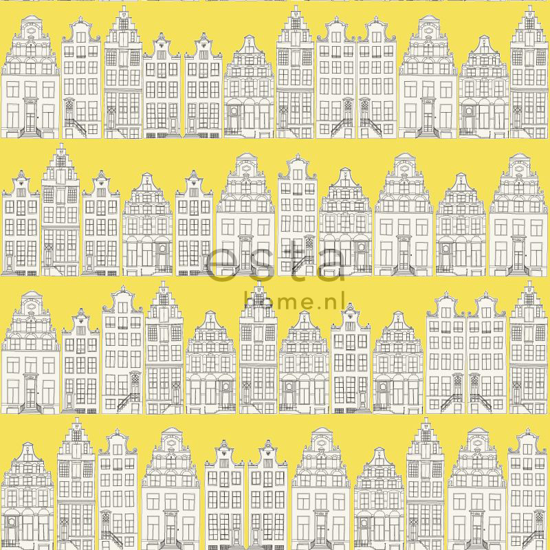 ESTAhome tapeet Amsterdam kanali majad - kollane