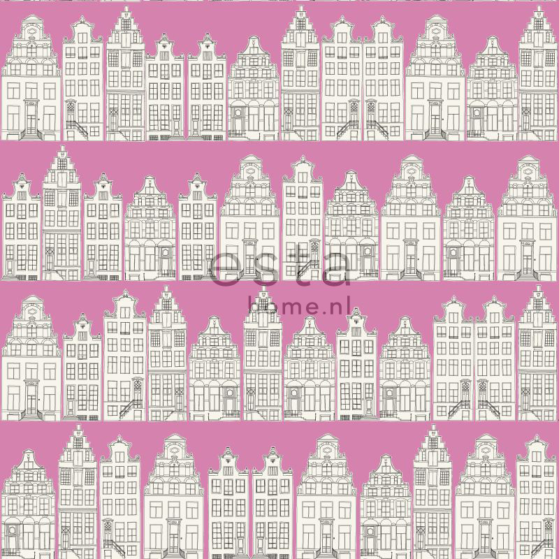 ESTAhome tapeet Amsterdam kanali majad - roosa