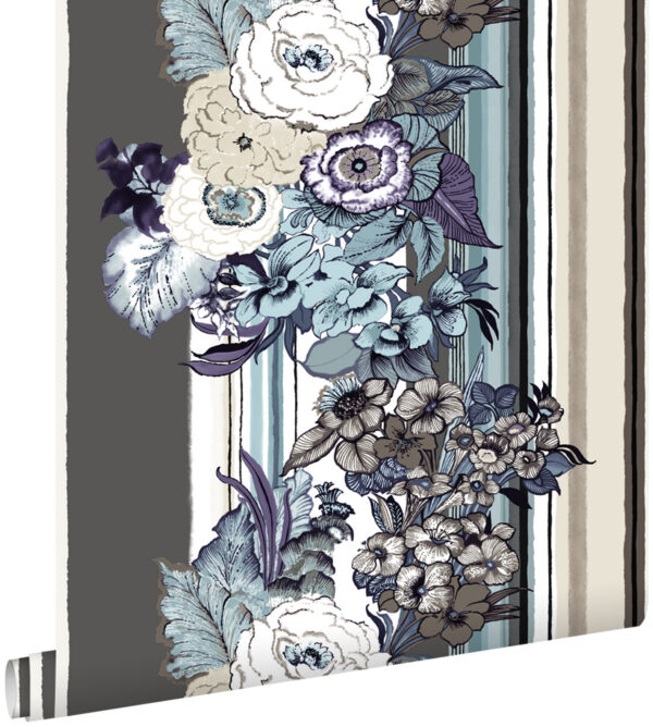ESTAhome tapeet vintage lilled - taupe ja tume lilla