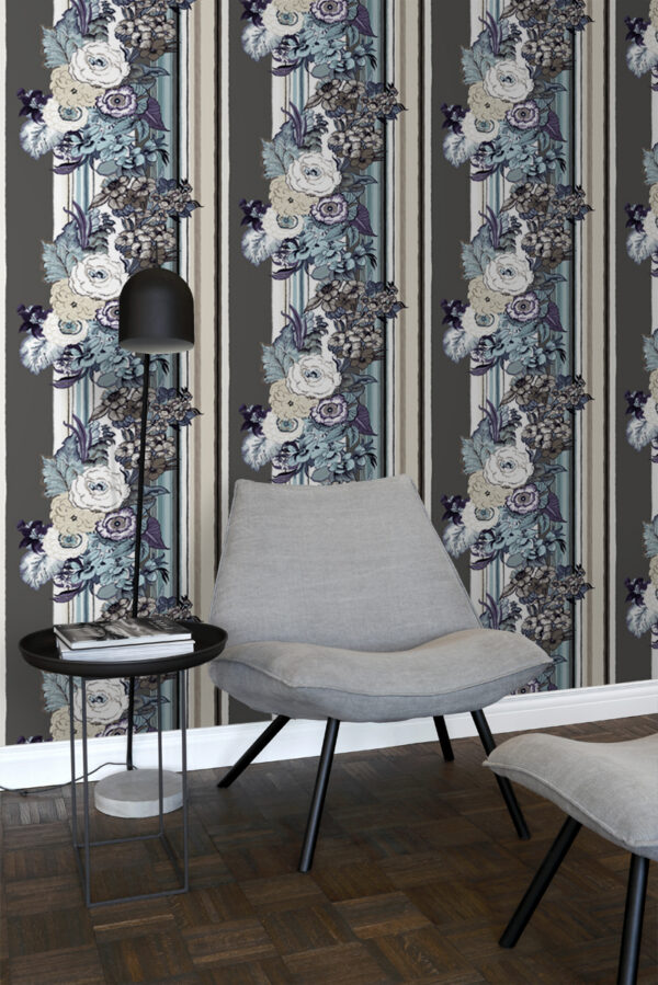 ESTAhome tapeet vintage lilled - taupe ja tume lilla