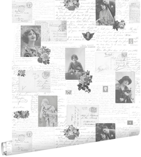 ESTAhome tapeet vintage postkaardid mustvalge