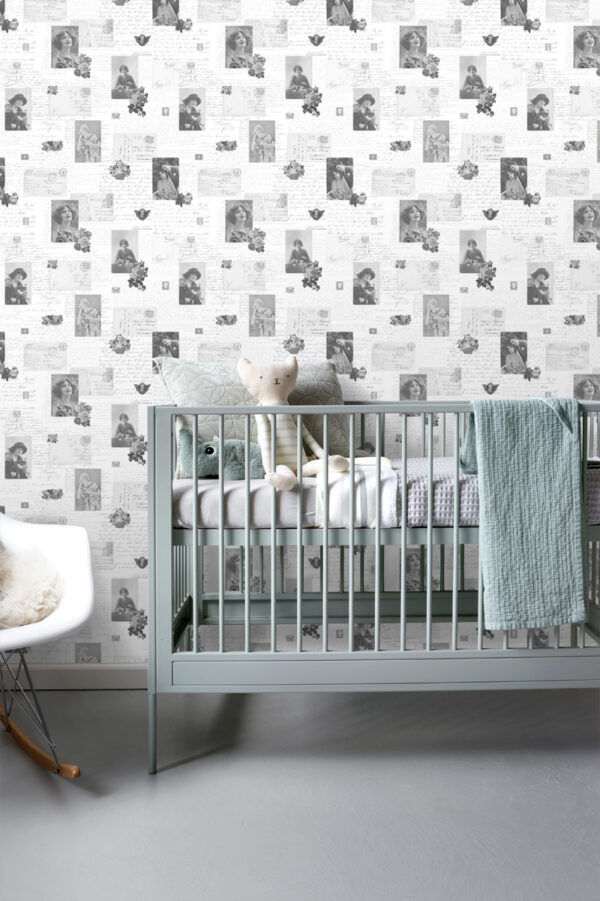 ESTAhome tapeet vintage postkaardid mustvalge