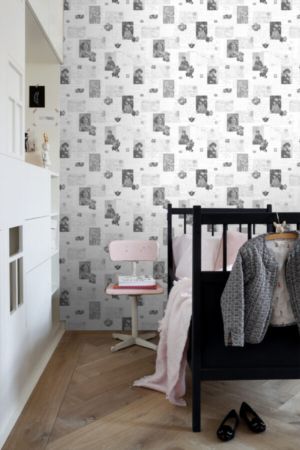 ESTAhome tapeet vintage postkaardid mustvalge
