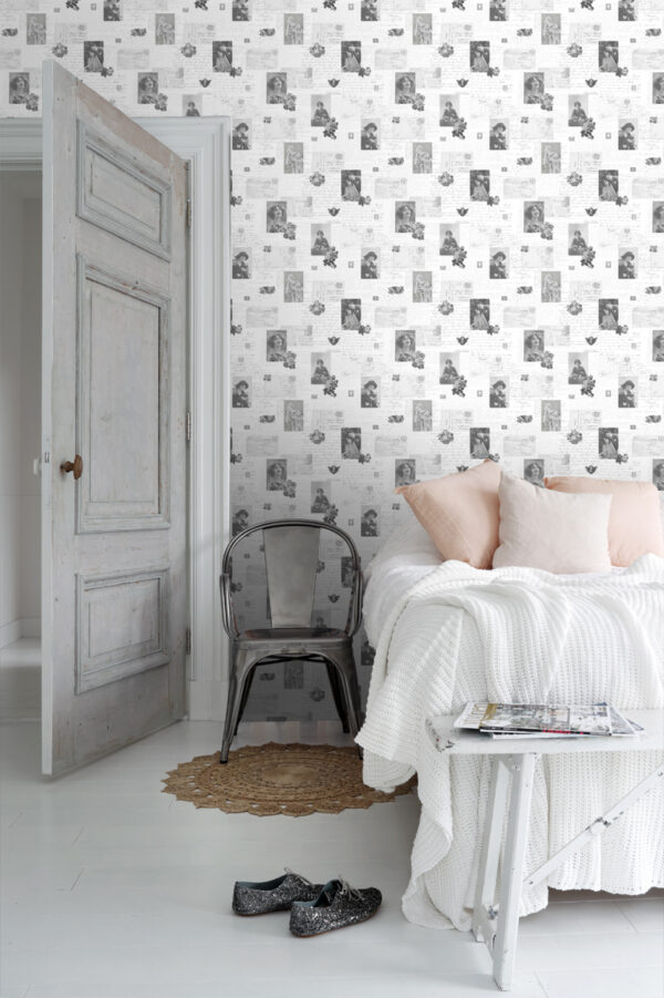 ESTAhome tapeet vintage postkaardid mustvalge