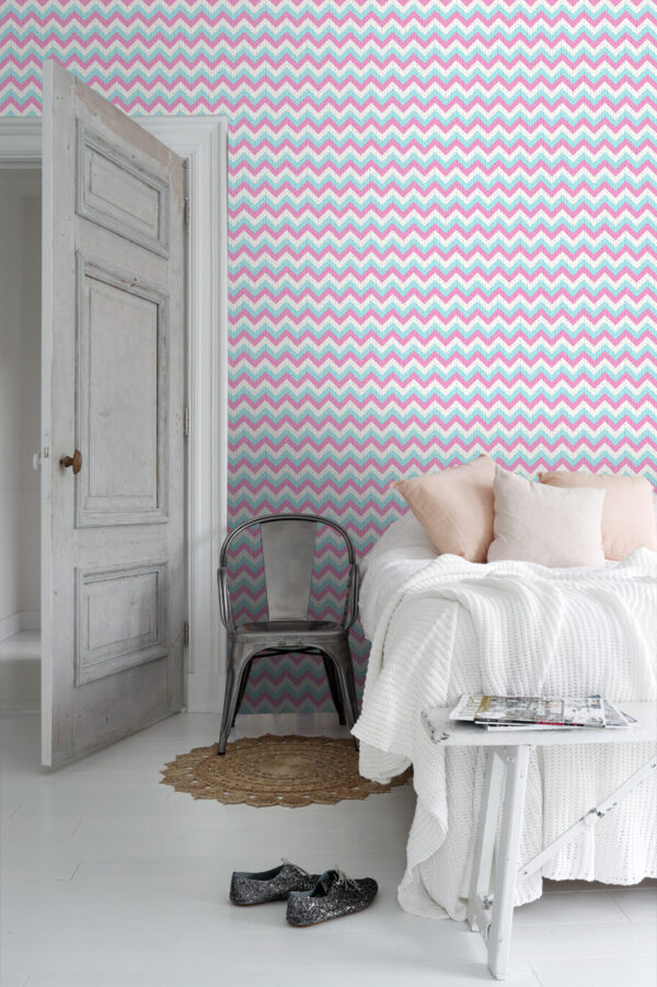 ESTAhome zigzag motiiv - türkiis ja roosa