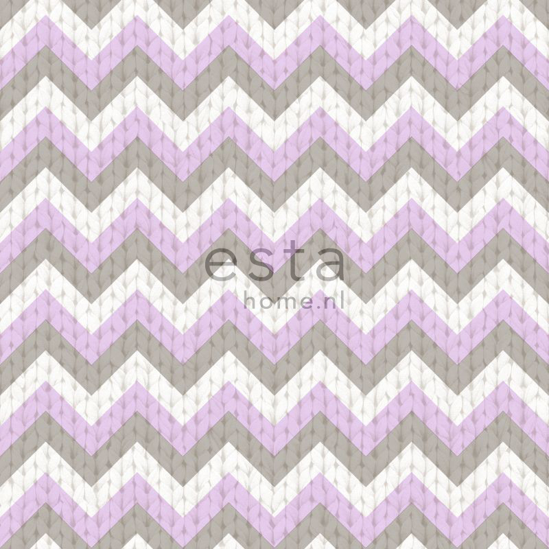 ESTAhome tapeet siksakmotiiv - taupe ja lilla