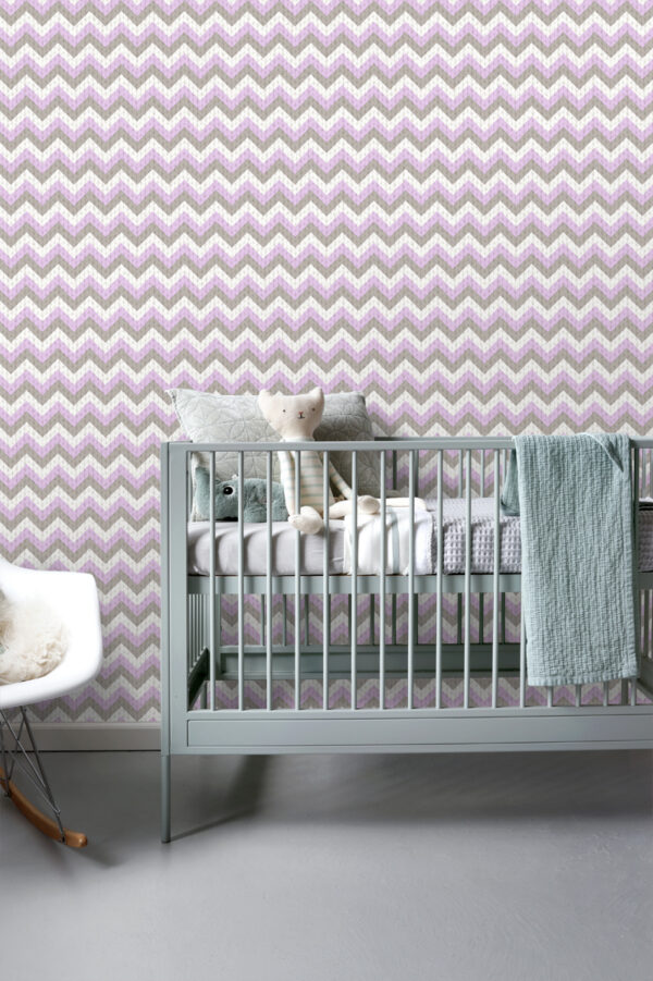 ESTAhome tapeet siksakmotiiv - taupe ja lilla