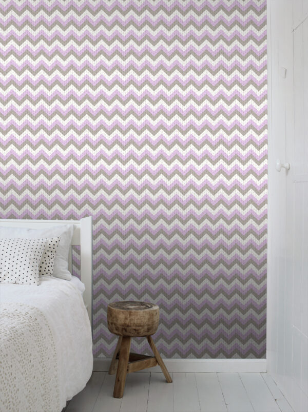 ESTAhome tapeet siksakmotiiv - taupe ja lilla
