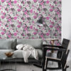 ESTAhome tapeet lilled - roosa ja must