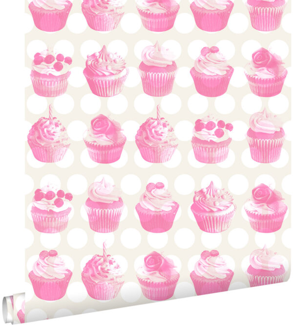 ESTAhome tapeet cupcake'id läikivate täppidega - roosa