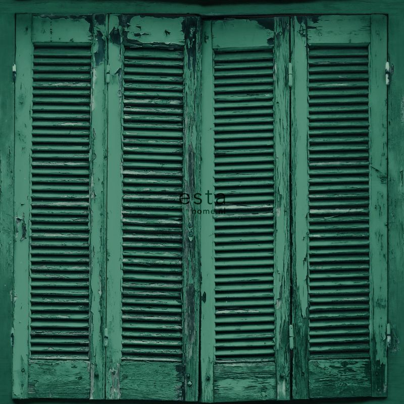 ESTAhome tapeet kulunud puidust Prantsuse vintage louvre aknaluugid - smaragdroheline
