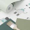 ESTAhome tapeet vintage mängurobotid - mündiroheline ja sinine