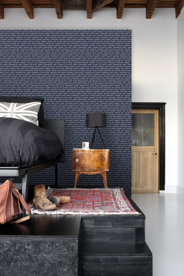 ESTAhome tapeet mereline rand tekstid tumesinine