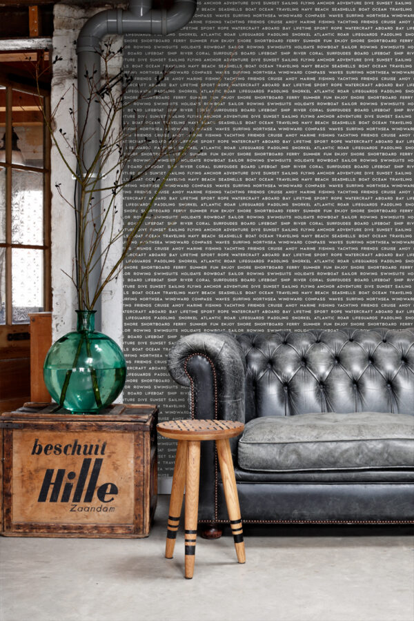 ESTAhome tapeet mereline rand tekstid tumehall