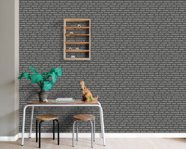 ESTAhome tapeet mereline rand tekstid tumehall