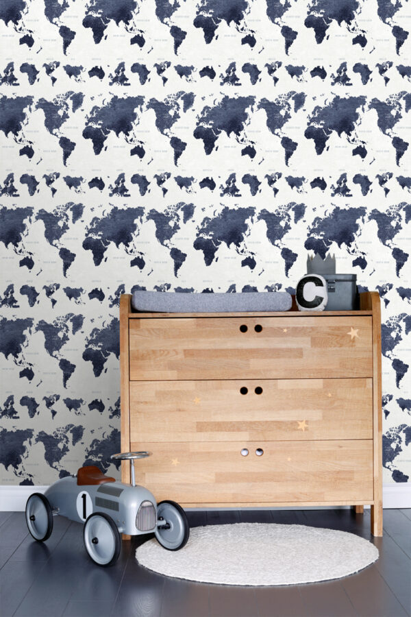 ESTAhome tapeet vintage maailmakaardid - tumesinine