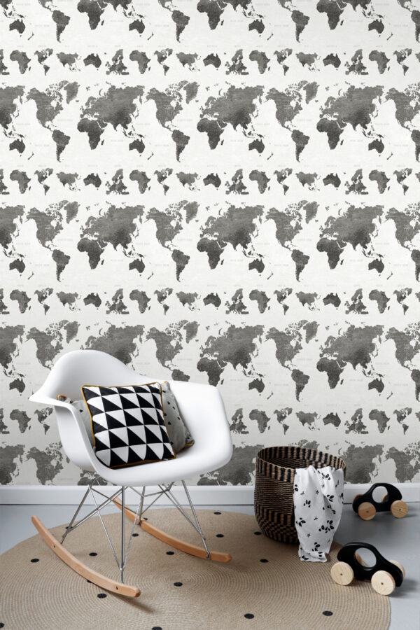 ESTAhome tapeet vintage maailmakaardid - tumehall