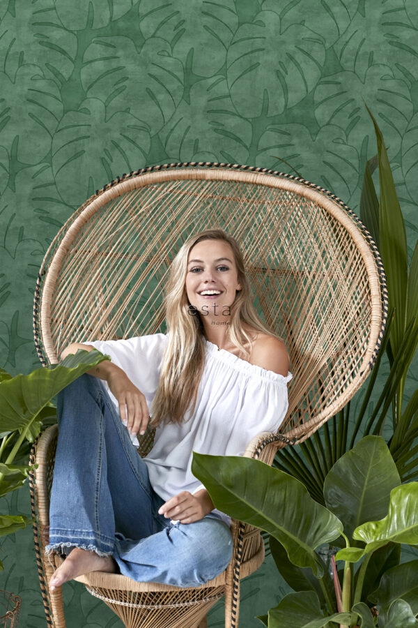 ESTAhome tapeet monstera lehed - tume roheline