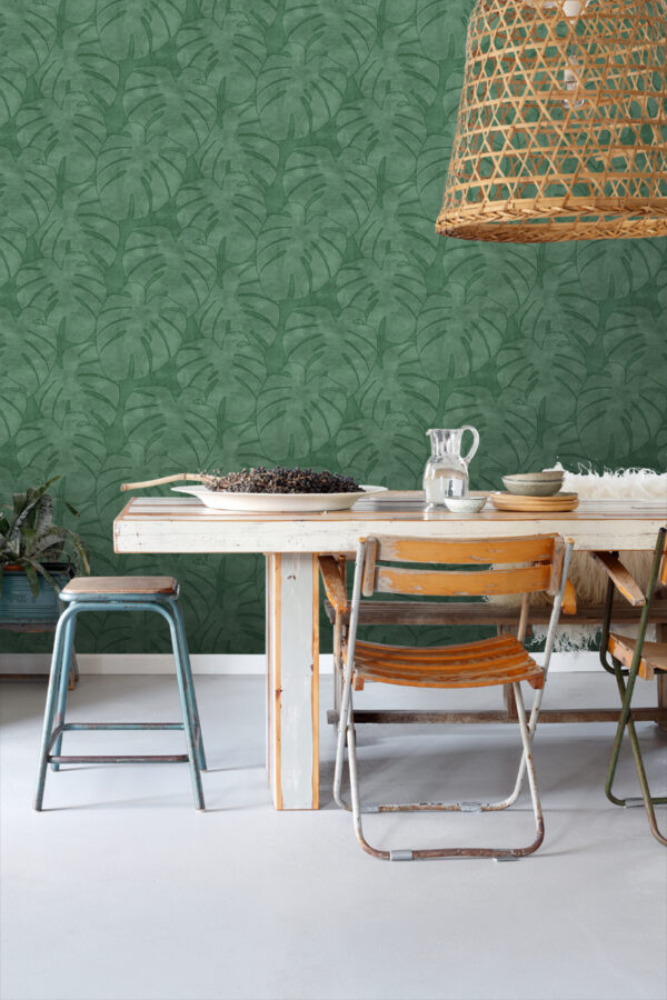 ESTAhome tapeet monstera lehed - tume roheline