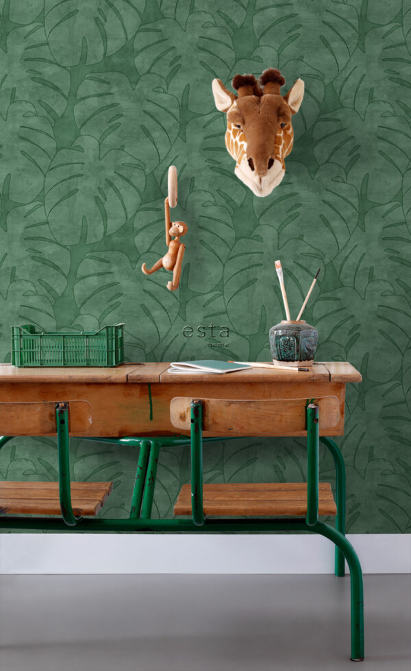 ESTAhome tapeet monstera lehed - tume roheline
