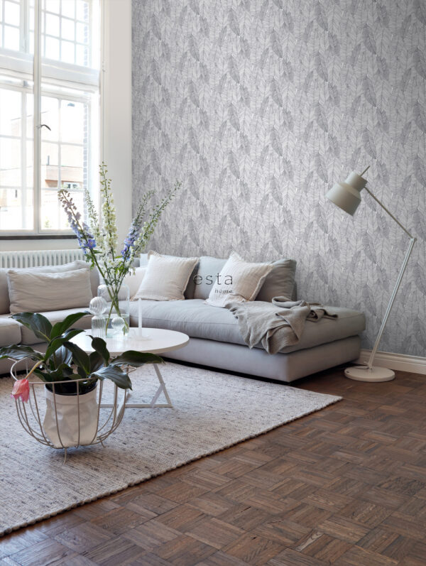 ESTAhome tapeet pliiatsijoonistusega lehed - mustvalge