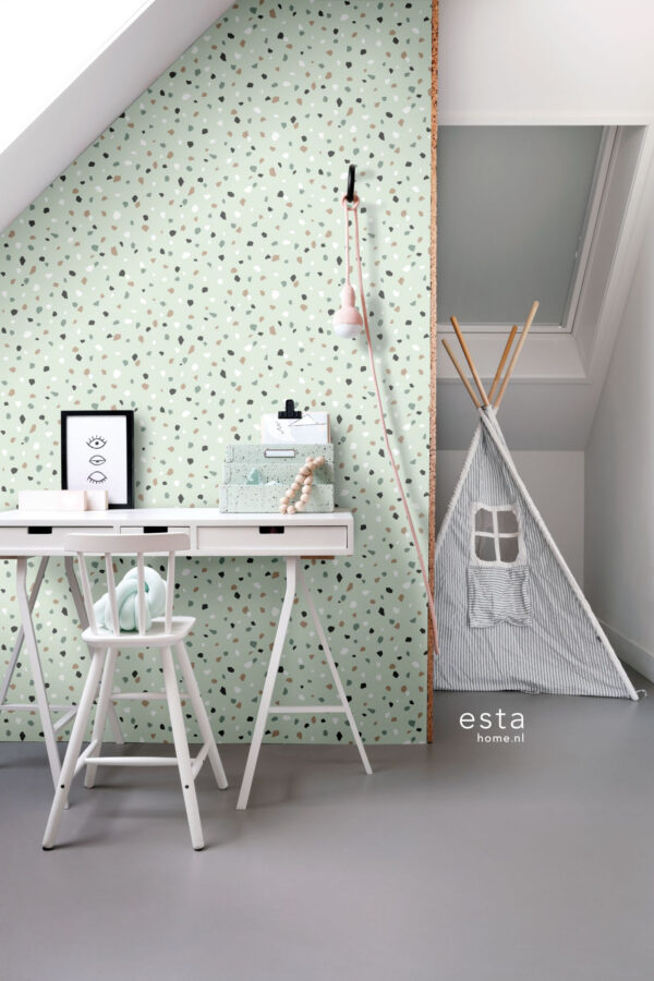 ESTAhome tapeet terrazzo - mündiroheline, valge ja hall