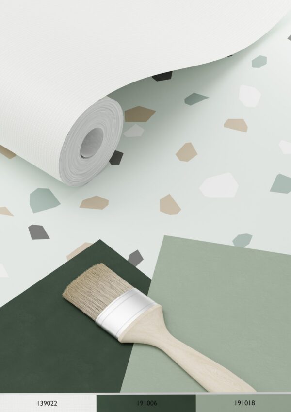 ESTAhome tapeet terrazzo - mündiroheline, valge ja hall