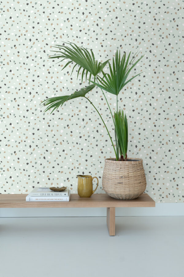 ESTAhome tapeet terrazzo - mündiroheline, valge ja hall