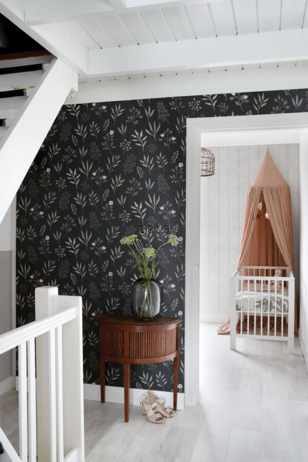 ESTAhome tapeet lillemotiiv skandinaavia stiilis - must