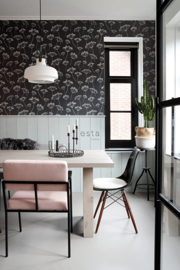 ESTAhome tapeet umbels - must ja valge