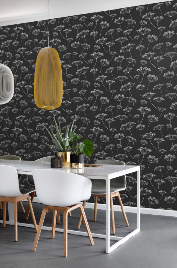 ESTAhome tapeet umbels - must ja valge
