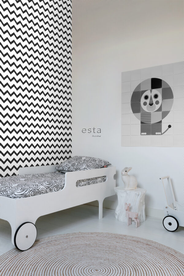ESTAhome tapeet siksakimotiiv - must ja valge