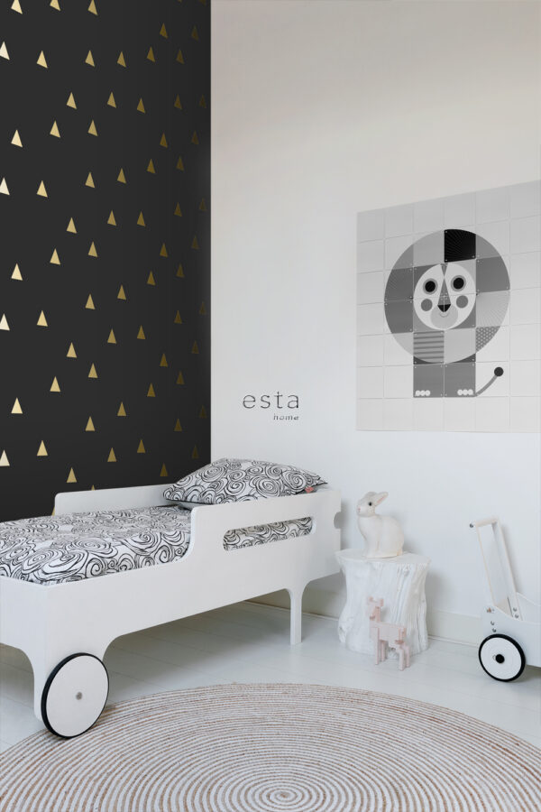 ESTAhome tapeet graafilised kolmnurgad - must ja kuld